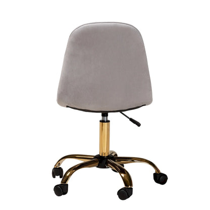 Kabira Contemporary Glam and Luxe Velvet Fabric and Gold Metal Swivel Office chair