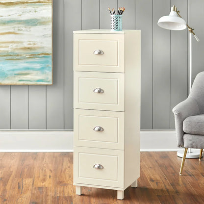 Black / Espresso / White 4-Drawer Filing Cabinet, Contemporary Style, Single-User