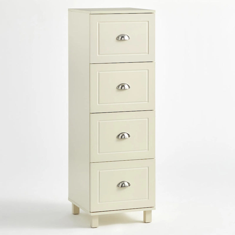 Black / Espresso / White 4-Drawer Filing Cabinet, Contemporary Style, Single-User