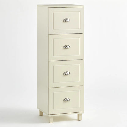 Black / Espresso / White 4-Drawer Filing Cabinet, Contemporary Style, Single-User