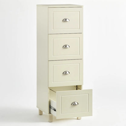 Black / Espresso / White 4-Drawer Filing Cabinet, Contemporary Style, Single-User