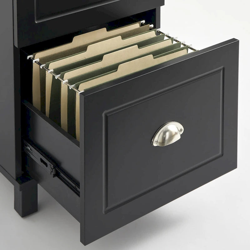 Black / Espresso / White 4-Drawer Filing Cabinet, Contemporary Style, Single-User
