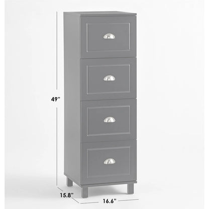 Black / Espresso / White 4-Drawer Filing Cabinet, Contemporary Style, Single-User