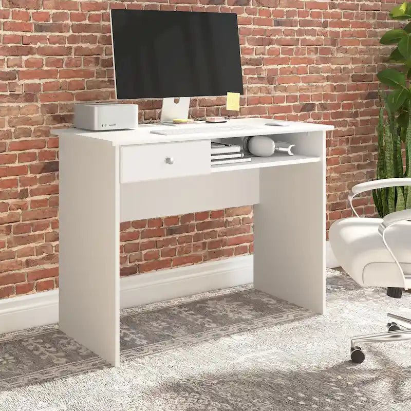 40" Writing Desk – White / Harvest Cherry / Espresso Oak / Heather Gray, Single