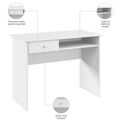 40" Writing Desk – White / Harvest Cherry / Espresso Oak / Heather Gray, Single