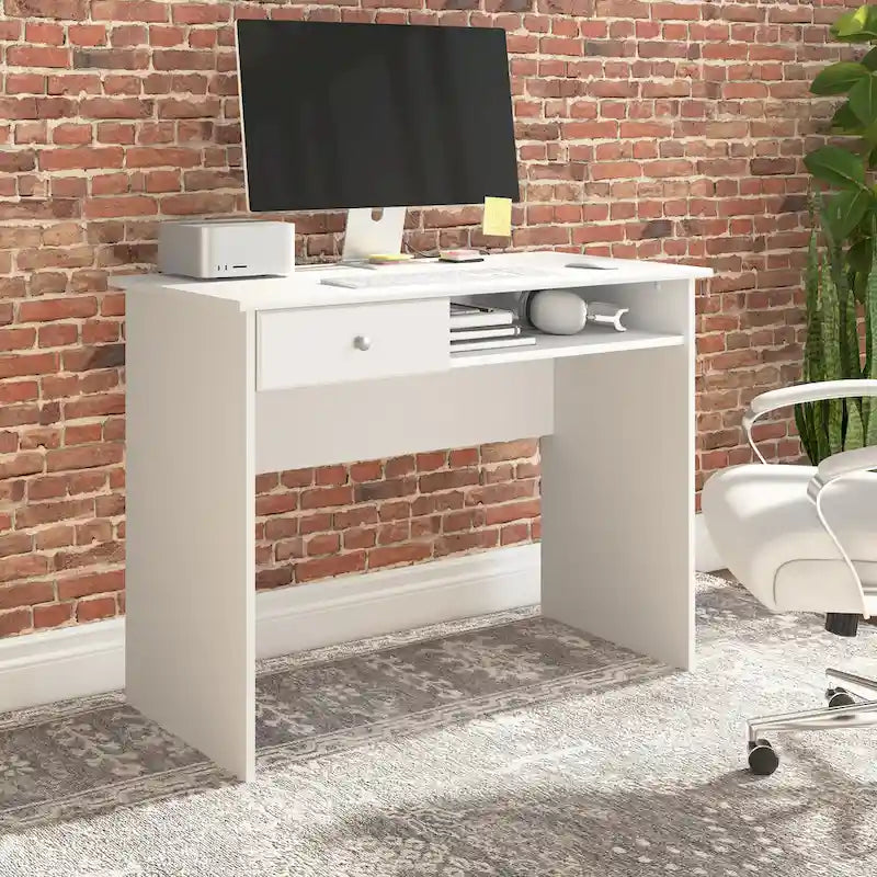 40" Writing Desk – White / Harvest Cherry / Espresso Oak / Heather Gray, Single