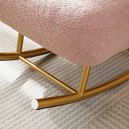 Pink / Beige Faux Sherpa Rocker Glider Chair, Single Seat