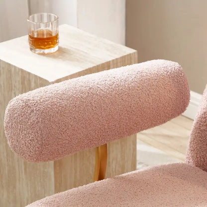 Pink / Beige Faux Sherpa Rocker Glider Chair, Single Seat