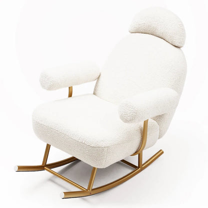 Pink / Beige Faux Sherpa Rocker Glider Chair, Single Seat