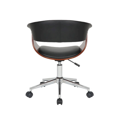 Faux Leather Office Chair with Chrome Base and Curved Wood Seat