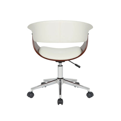 Faux Leather Office Chair with Chrome Base and Curved Wood Seat