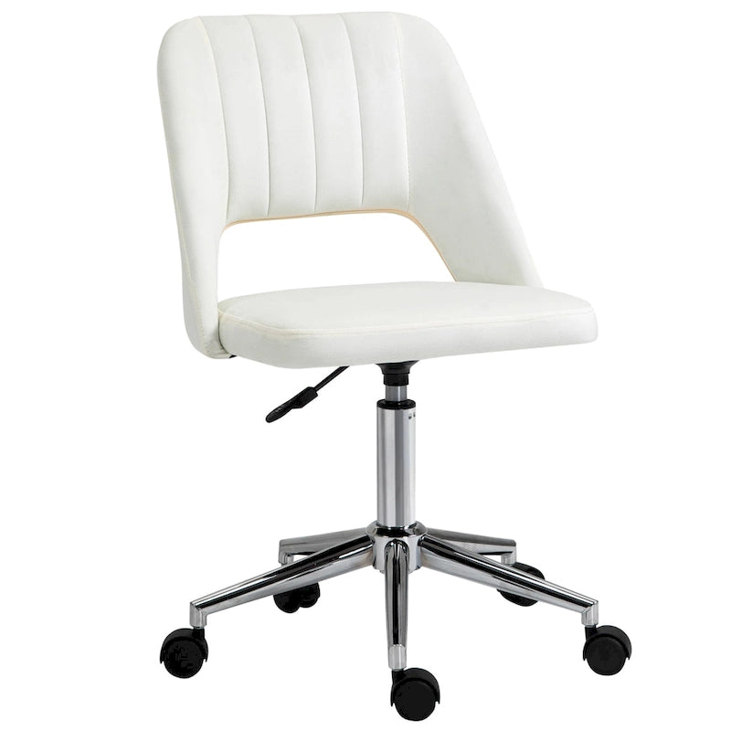 Vinsetto Modern Mid Back Office Chair with Velvet Fabric, Swivel Computer Armless Desk Chair