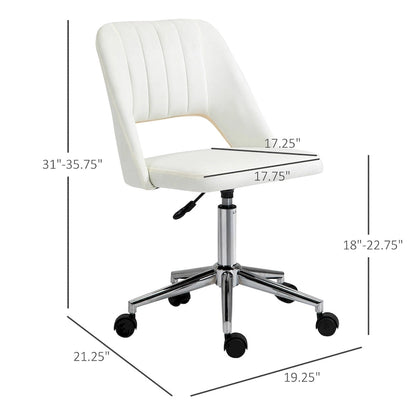 Vinsetto Modern Mid Back Office Chair with Velvet Fabric, Swivel Computer Armless Desk Chair