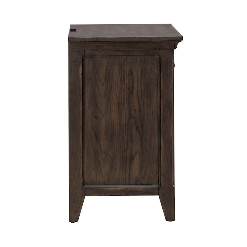 Saddle Brown 3-Drawer Nightstand with Charging Station – Single