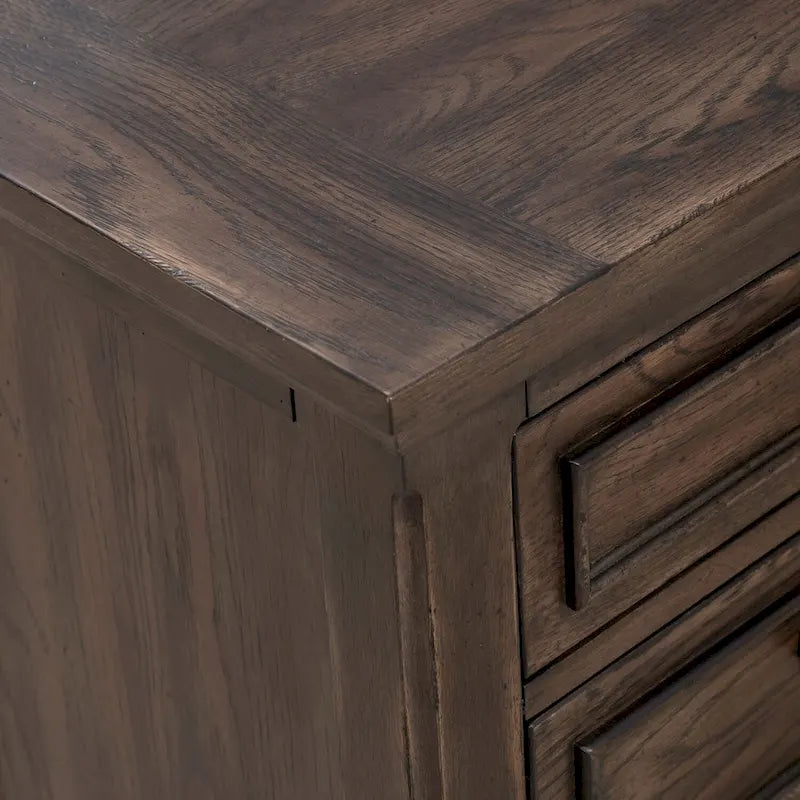 Saddle Brown 3-Drawer Nightstand with Charging Station – Single