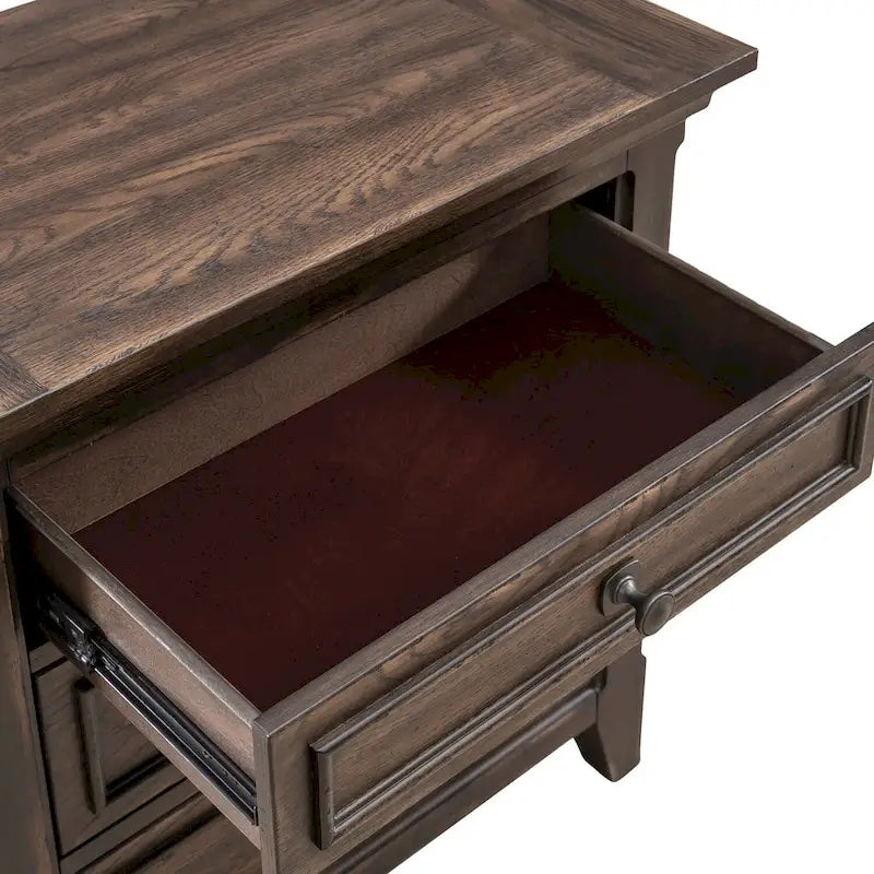 Saddle Brown 3-Drawer Nightstand with Charging Station – Single