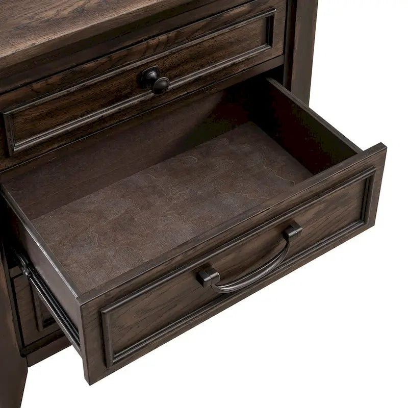 Saddle Brown 3-Drawer Nightstand with Charging Station – Single