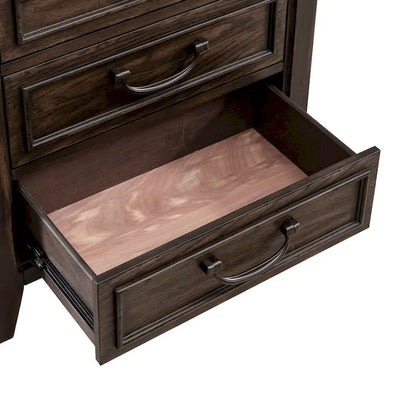 Saddle Brown 3-Drawer Nightstand with Charging Station – Single