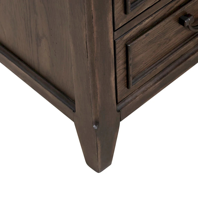 Saddle Brown 3-Drawer Nightstand with Charging Station – Single