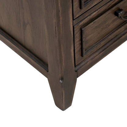 Saddle Brown 3-Drawer Nightstand with Charging Station – Single