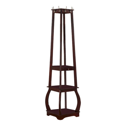 Black/White/Walnut/Cherry 3-Tier Tower Coat Rack with Shelves & Drawer