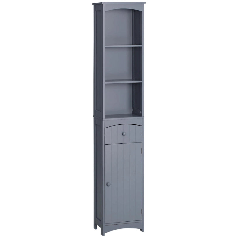 HOMCOM Bathroom Storage Cabinet, Free Standing Bath Storage Unit, Tall Linen Tower with 3-Tier Shelves and Drawer, Brown