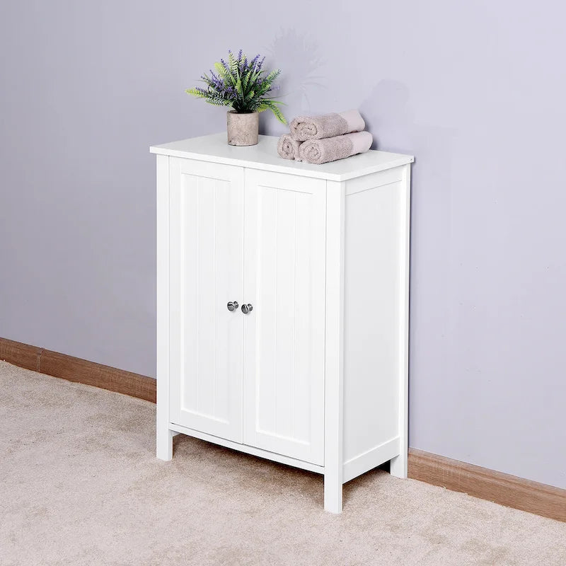 Nestfair White Storage Cabinet with Double Door Adjustable Shelf