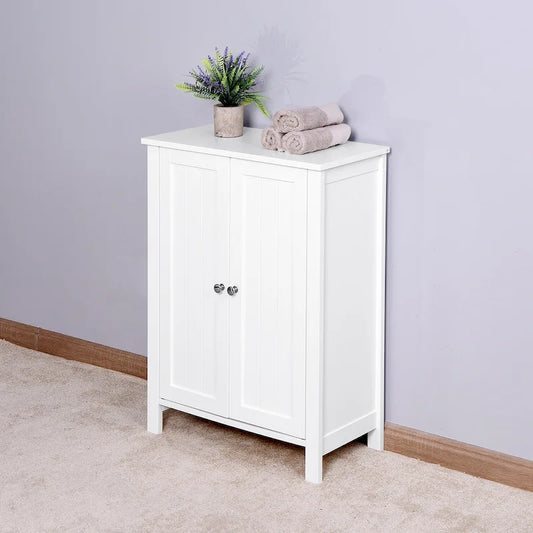 Nestfair White Storage Cabinet with Double Door Adjustable Shelf