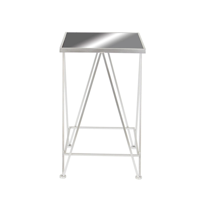 Gold, Silver or Black Metal Contemporary Accent Table with Mirrored Glass Top (Set of 2) - 15 x 15 x 25
