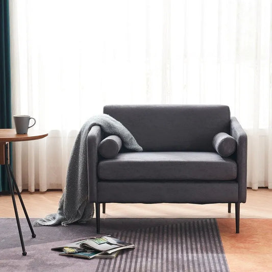 Brown / Grey Foil Fabric Accent Chair with Pillow – 1–2 Seat