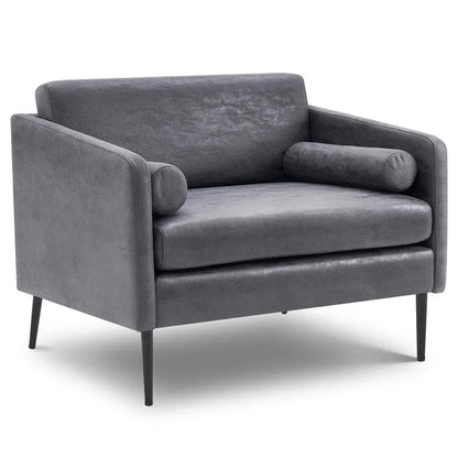 Brown / Grey Foil Fabric Accent Chair with Pillow – 1–2 Seat