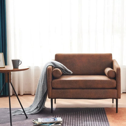 Brown / Grey Foil Fabric Accent Chair with Pillow – 1–2 Seat