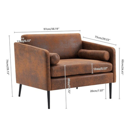 Brown / Grey Foil Fabric Accent Chair with Pillow – 1–2 Seat