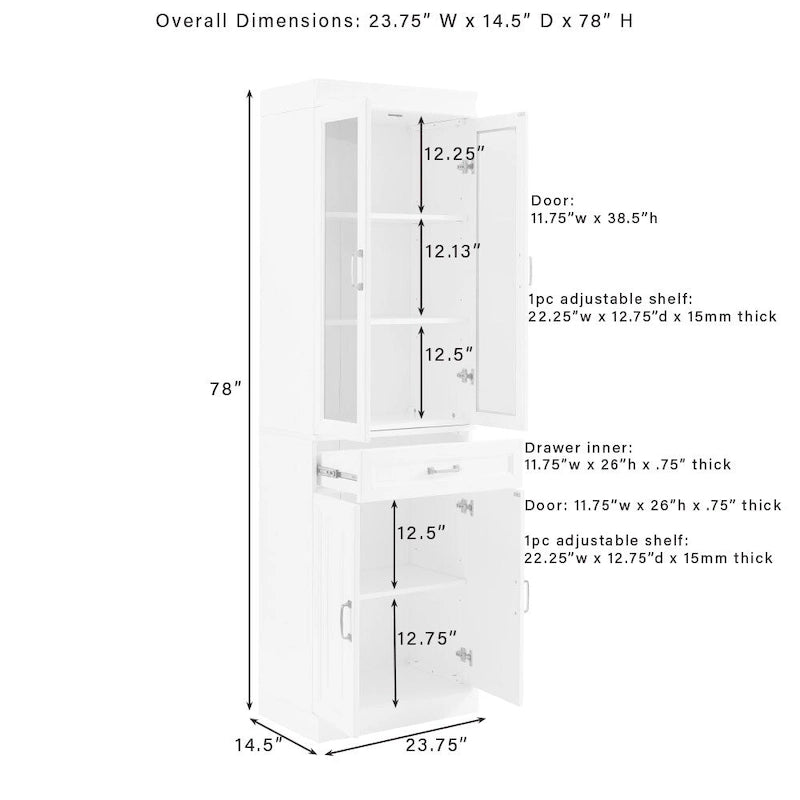 Crosley Stanton 3Pc Sideboard And Glass Door Pantry Set - 14.5x95x78
