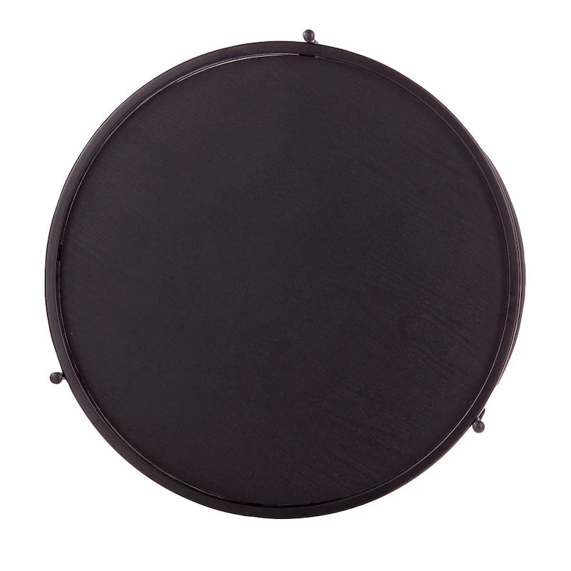 Black / Natural & Black Round Modern Side Table with Shelf