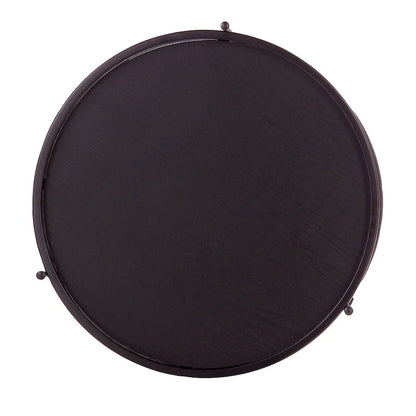 Black / Natural & Black Round Modern Side Table with Shelf