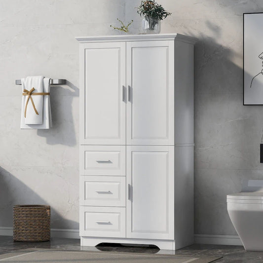 Tall and Wide Storage Cabinet with Doors for Bathroom/Office