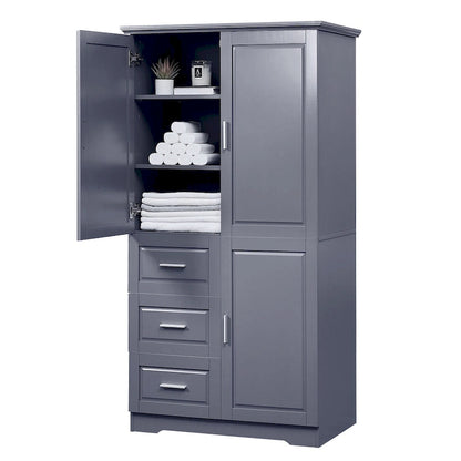 Tall and Wide Storage Cabinet with Doors for Bathroom/Office