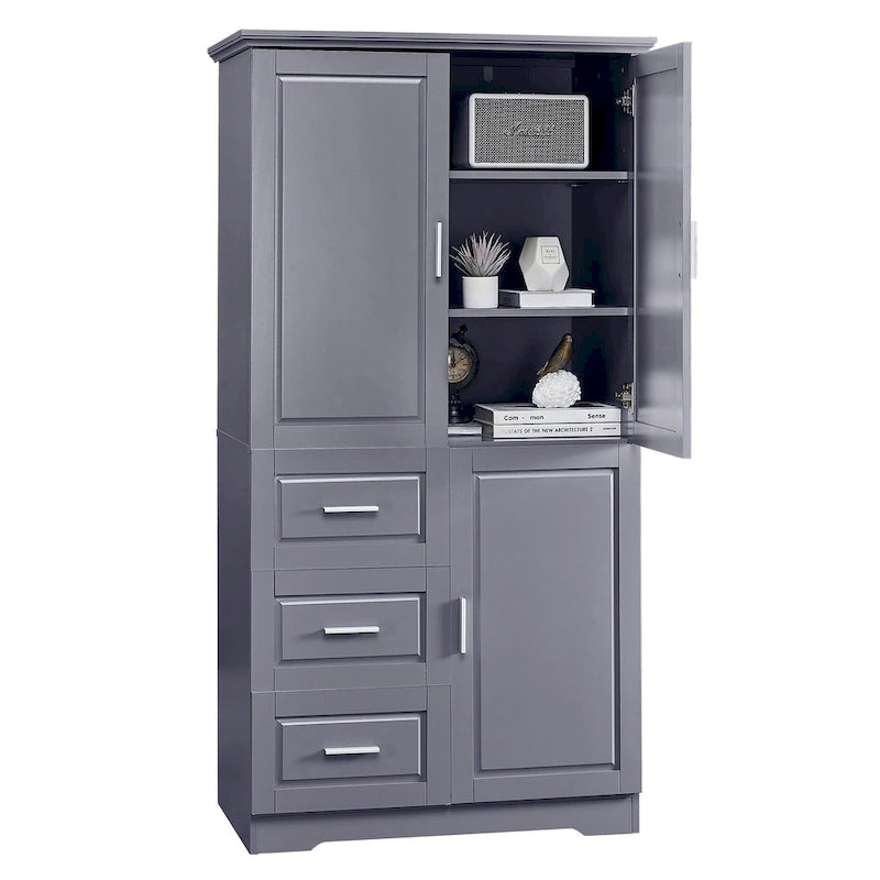 Tall and Wide Storage Cabinet with Doors for Bathroom/Office