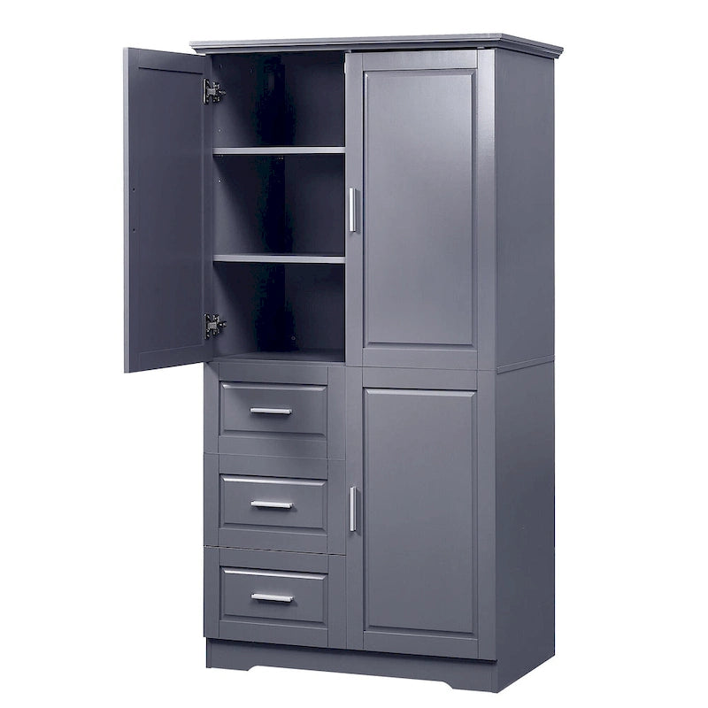 Tall and Wide Storage Cabinet with Doors for Bathroom/Office