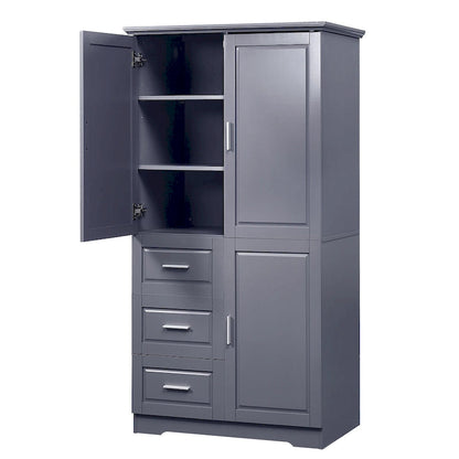 Tall and Wide Storage Cabinet with Doors for Bathroom/Office