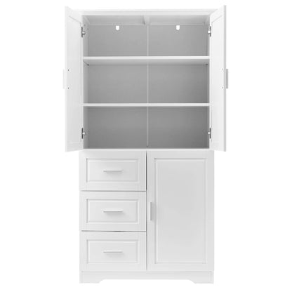 Tall and Wide Storage Cabinet with Doors for Bathroom/Office
