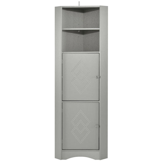 Merax Freestanding Tall Bathroom Corner Cabinet with Adjustable Shelves