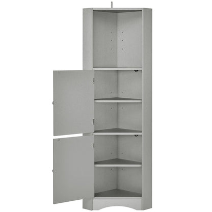Merax Freestanding Tall Bathroom Corner Cabinet with Adjustable Shelves