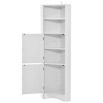 Merax Freestanding Tall Bathroom Corner Cabinet with Adjustable Shelves
