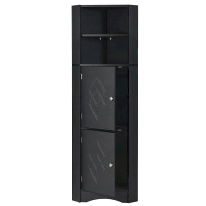 Merax Freestanding Tall Bathroom Corner Cabinet with Adjustable Shelves