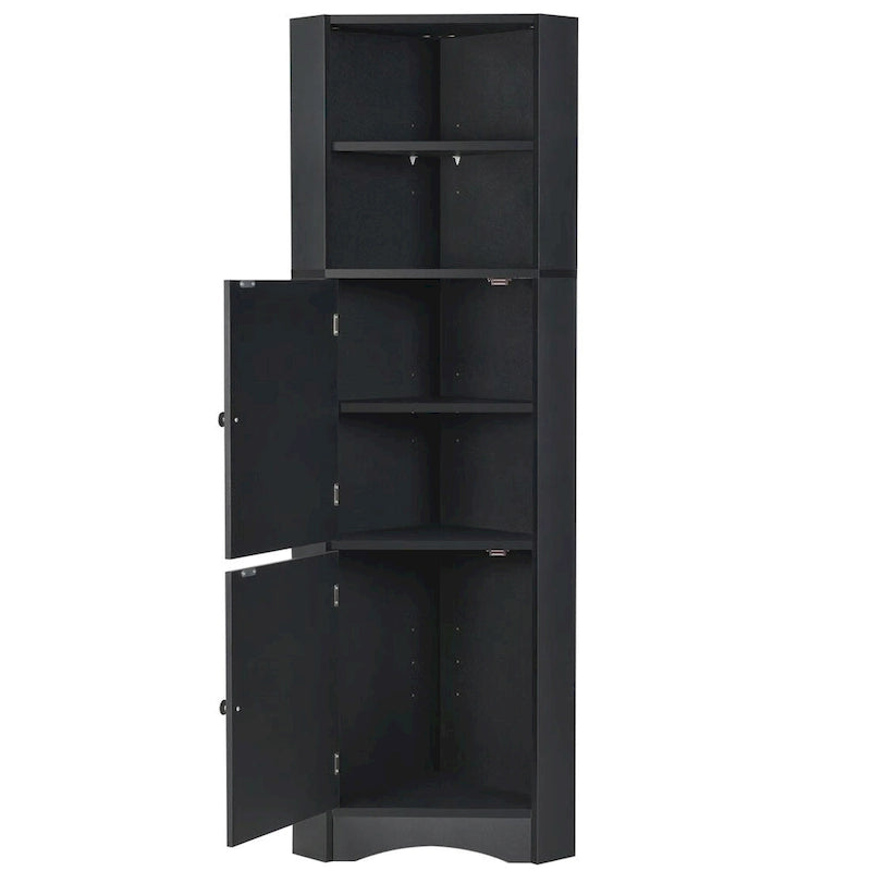 Merax Freestanding Tall Bathroom Corner Cabinet with Adjustable Shelves