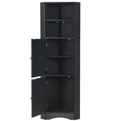 Merax Freestanding Tall Bathroom Corner Cabinet with Adjustable Shelves
