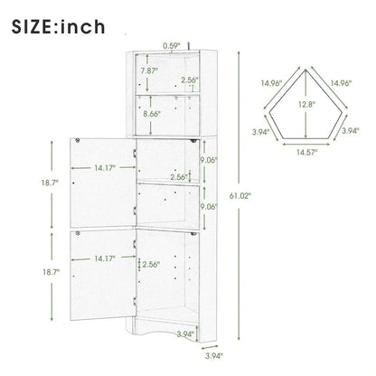 Merax Freestanding Tall Bathroom Corner Cabinet with Adjustable Shelves