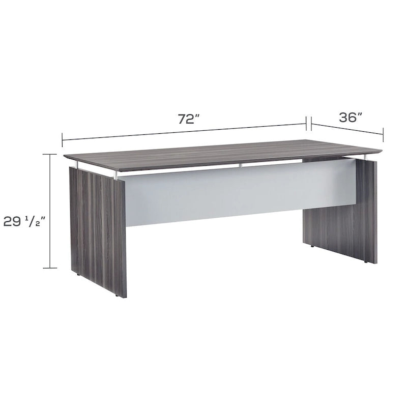 72"W Floating Surface Desk – Textured Sea Salt / Grey Steel / Mocha, Single-Person